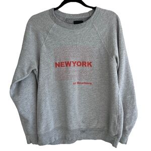 Knowlita New York Or Nowhere gray red crew neck pullover sweatshirt size medium
